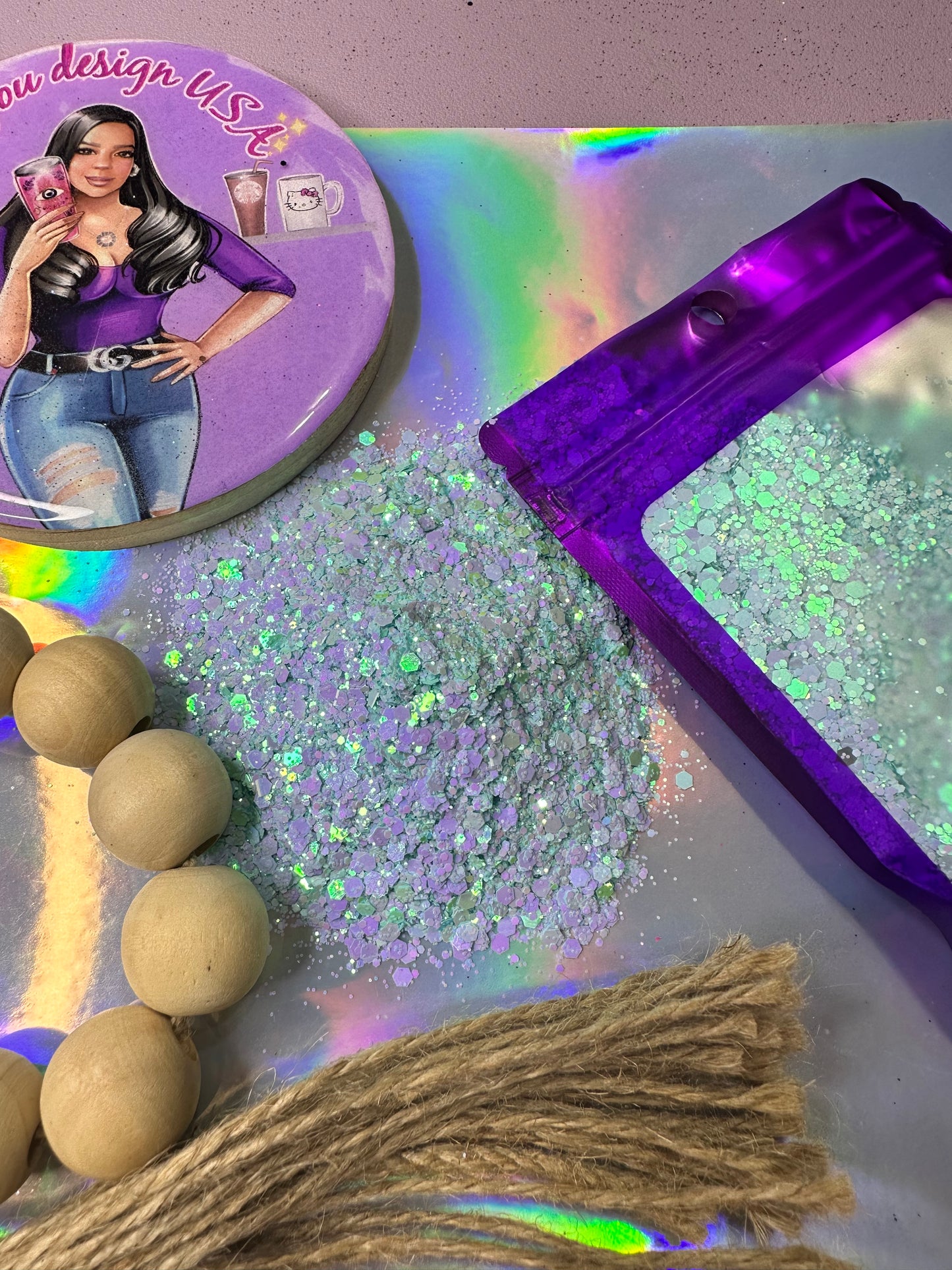 Powder glitter chunky metálico