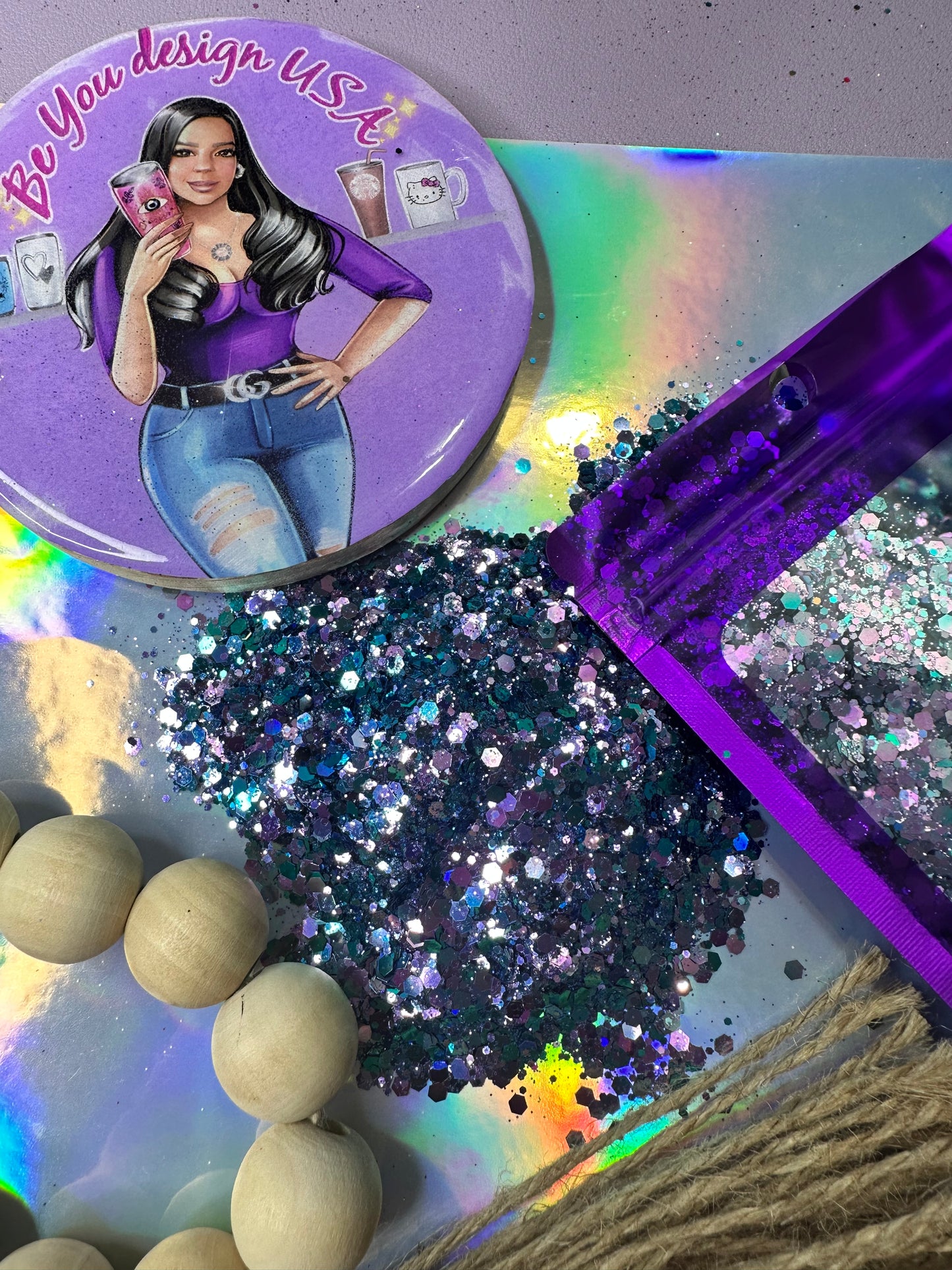 Bluepurple glitter chunky camaleón