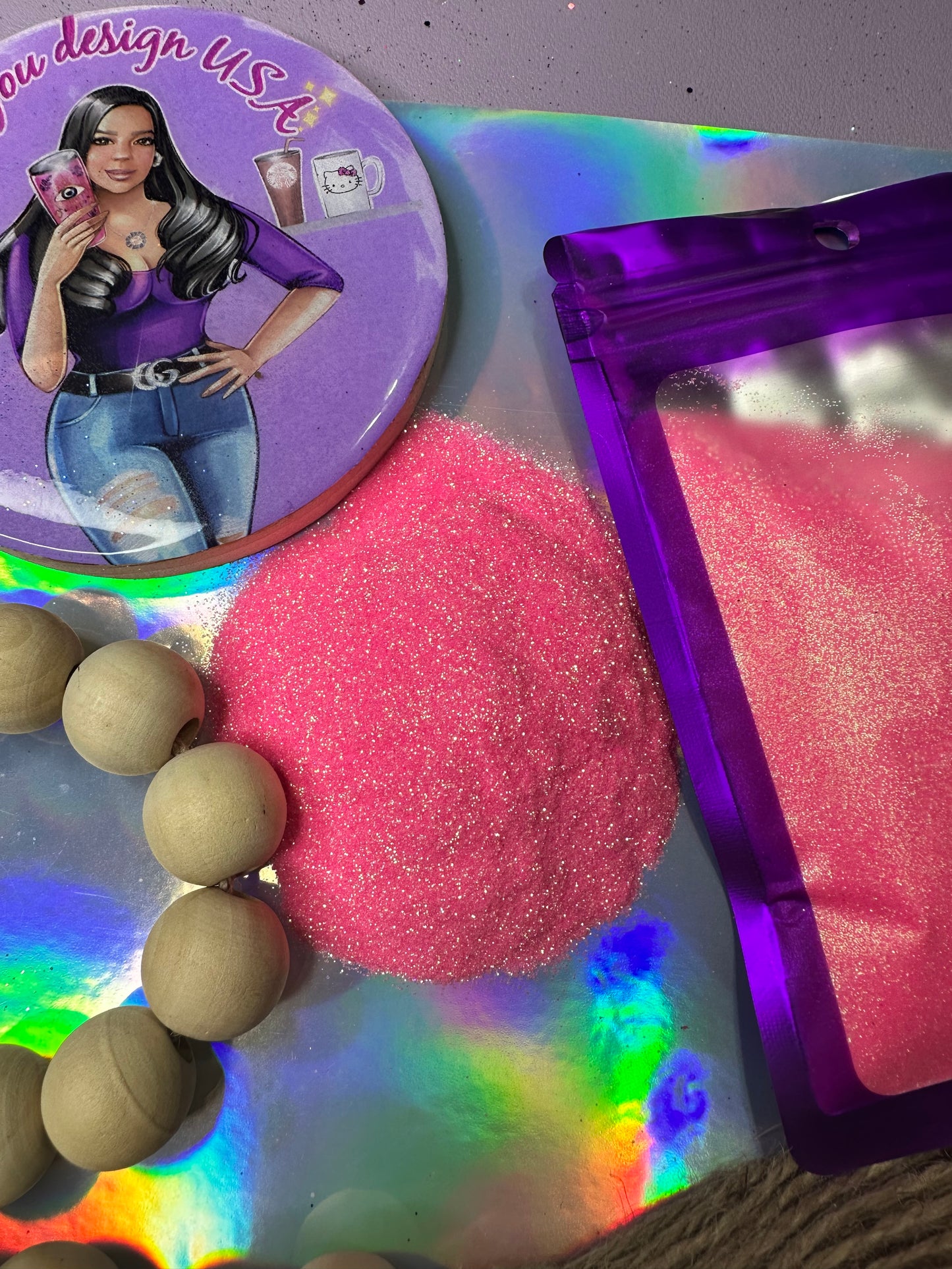 Pink glitter fino