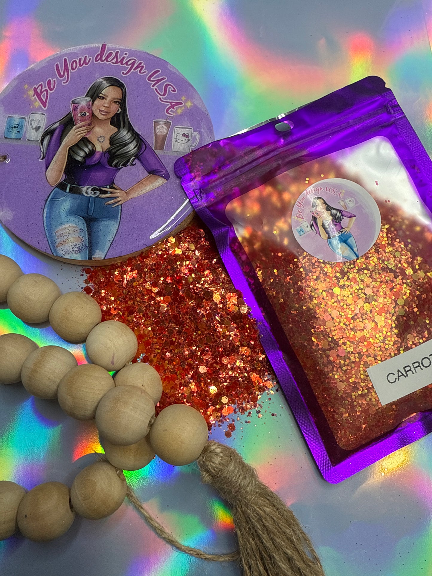 Carrot glitter transparente chunky 2 oz