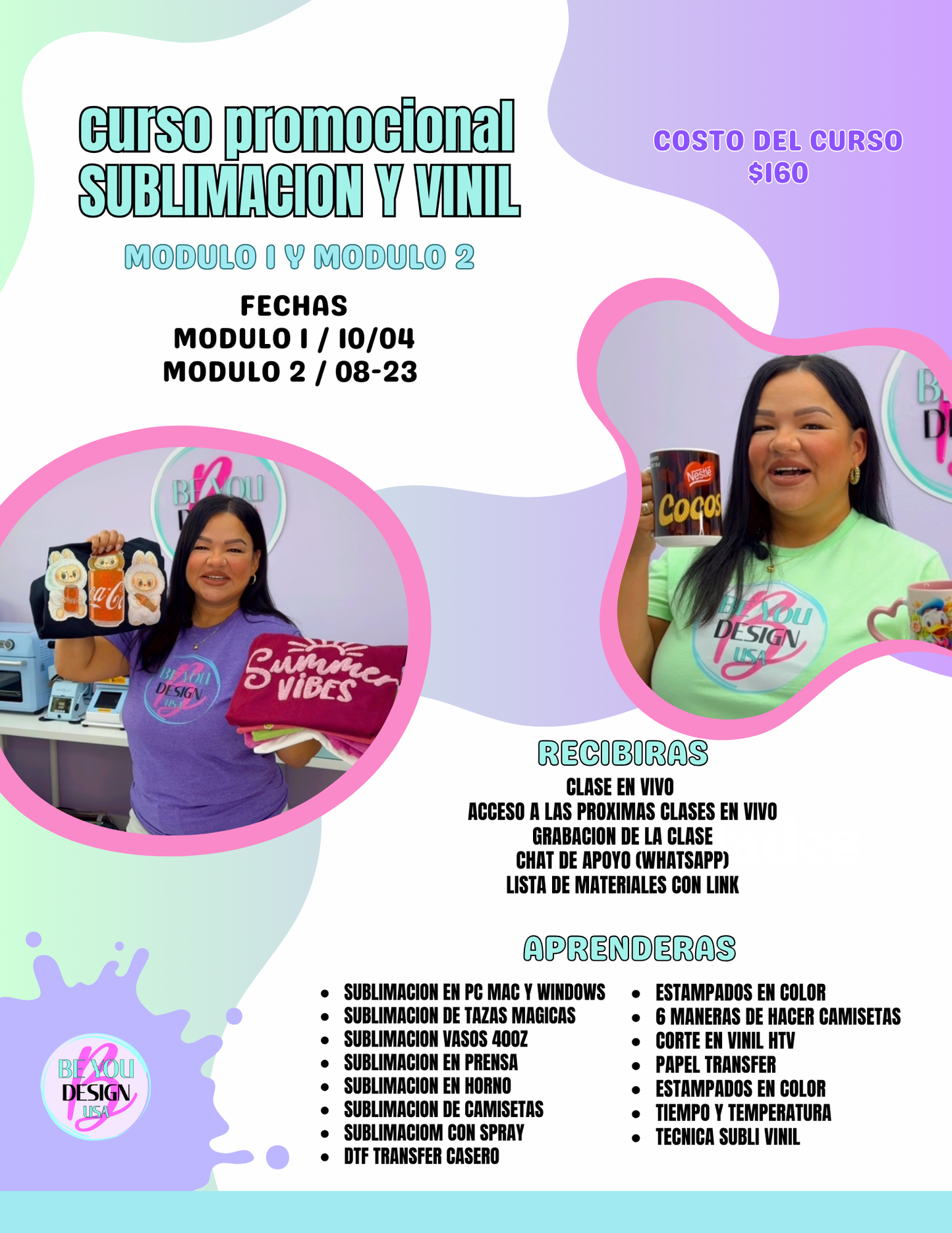 Curso promocional Módulo 1 y 2 Sublimación y Vinil