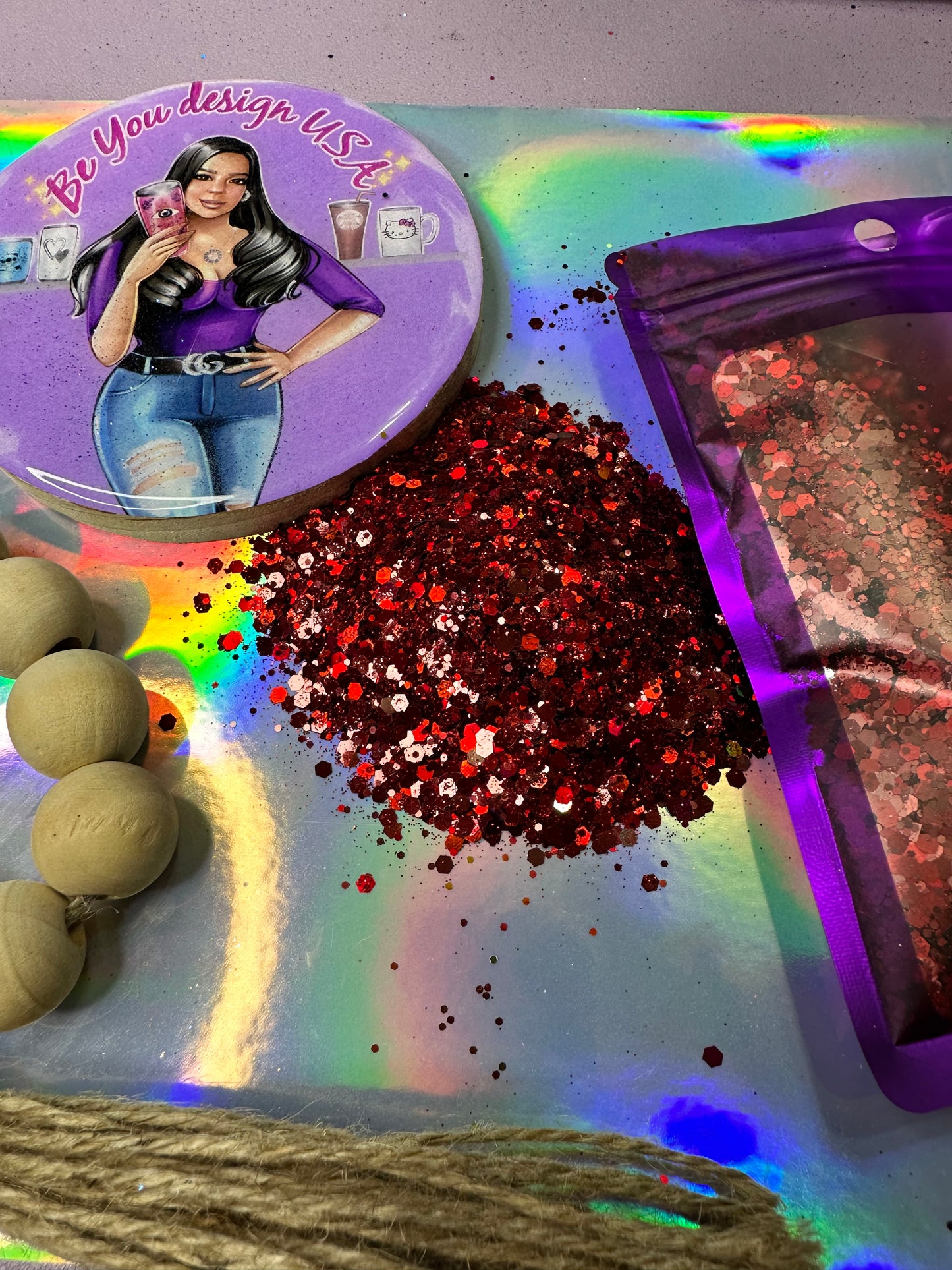 Escarlata glitter chunky metálico