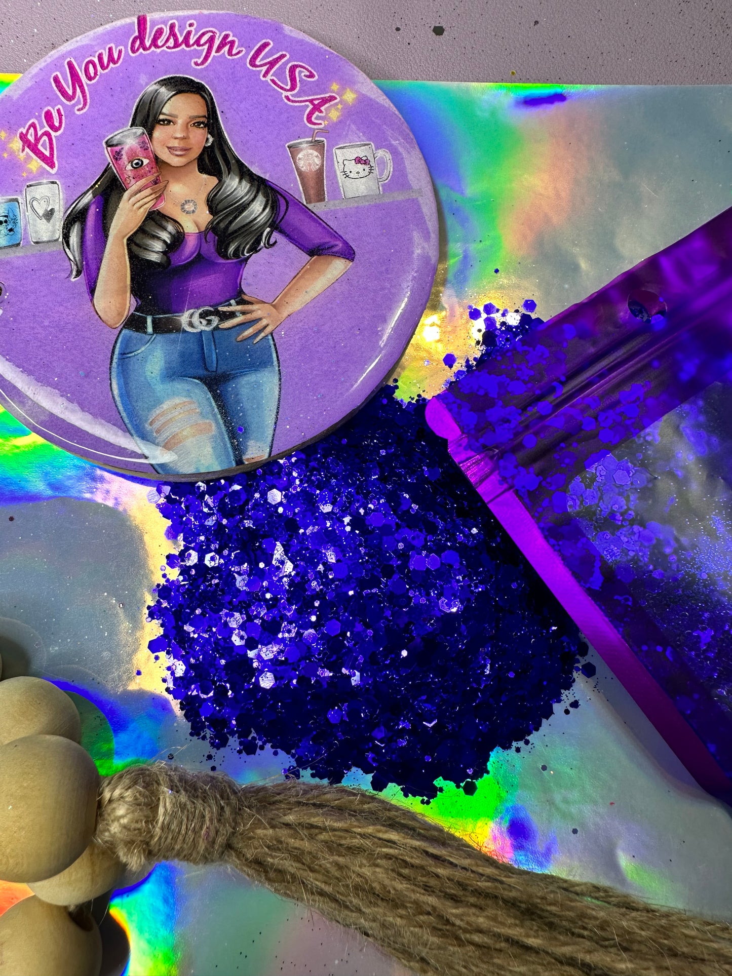 Navy glitter chunky metalico