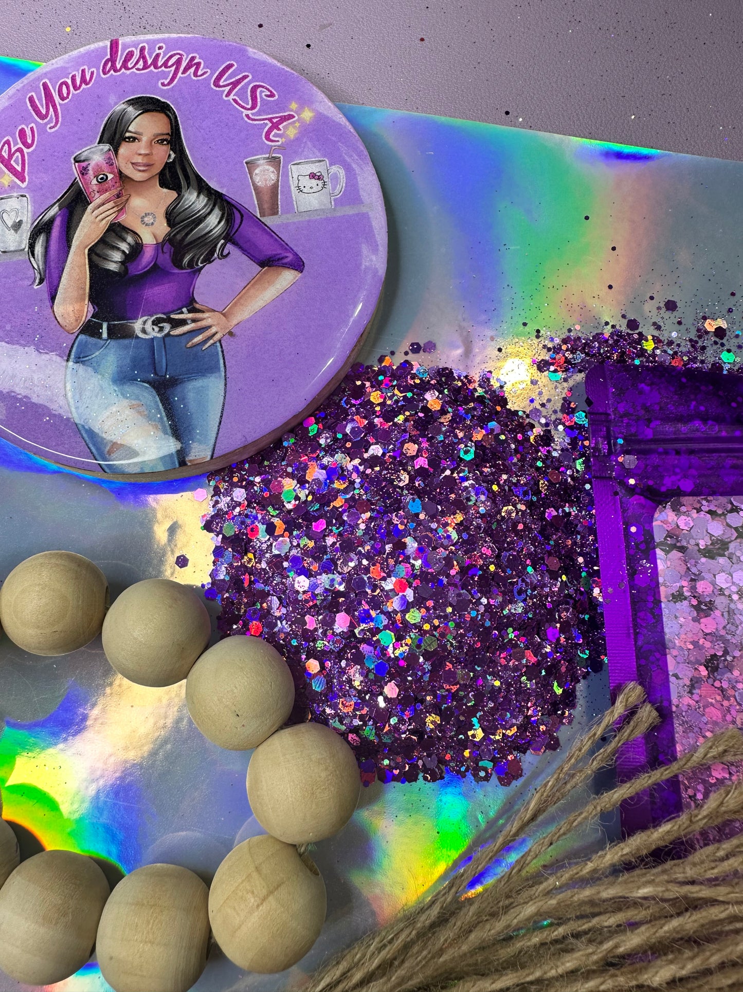 Morado glitter chunky holografico