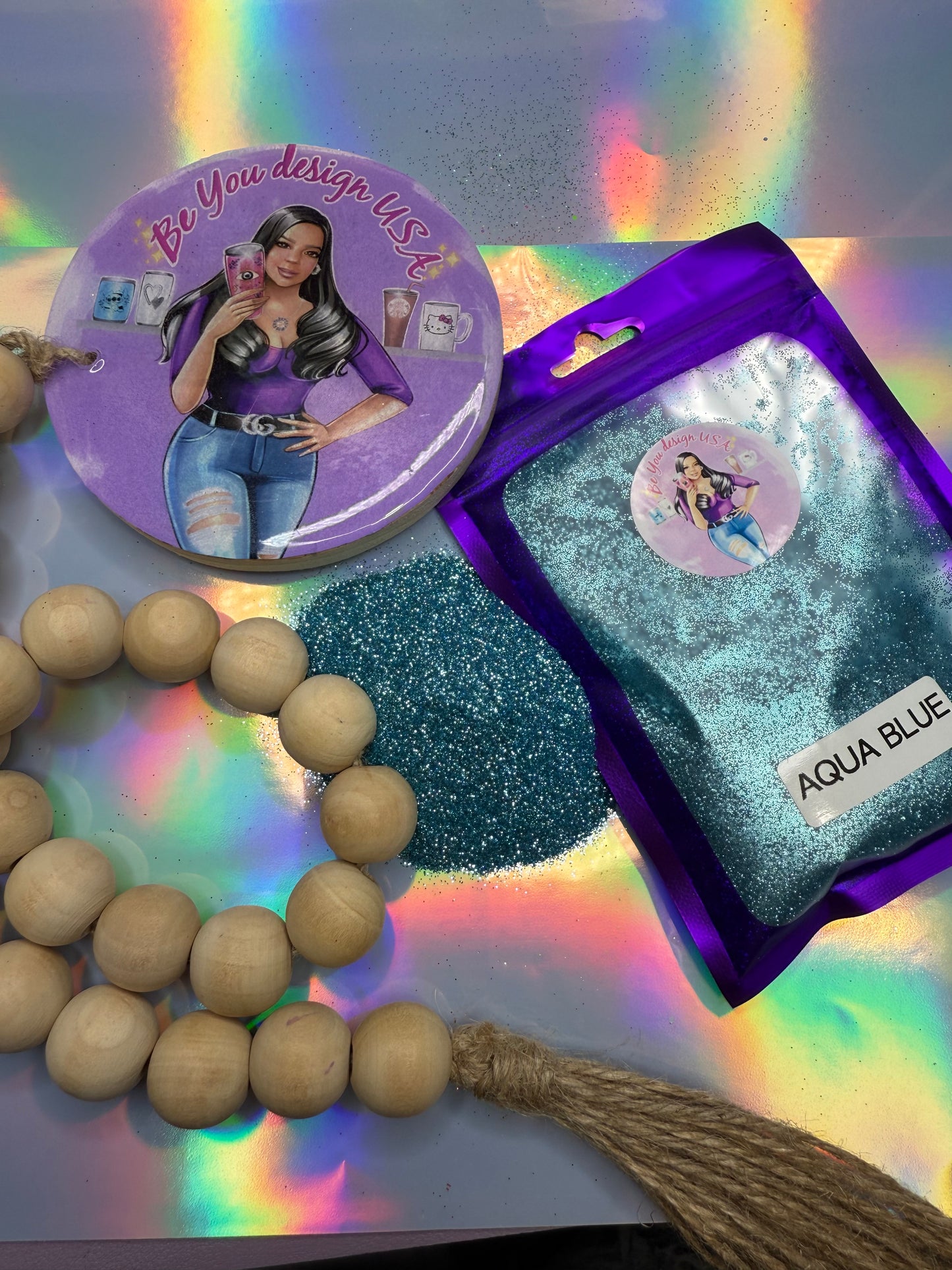 Aqua blue Glitter Fino 2 oz