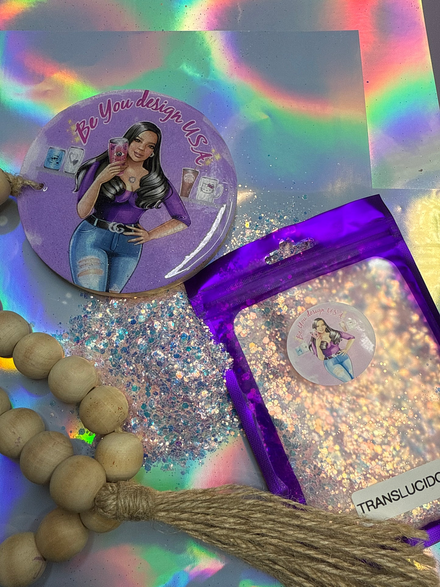 Translúcido transparente glitter chunky 2 oz