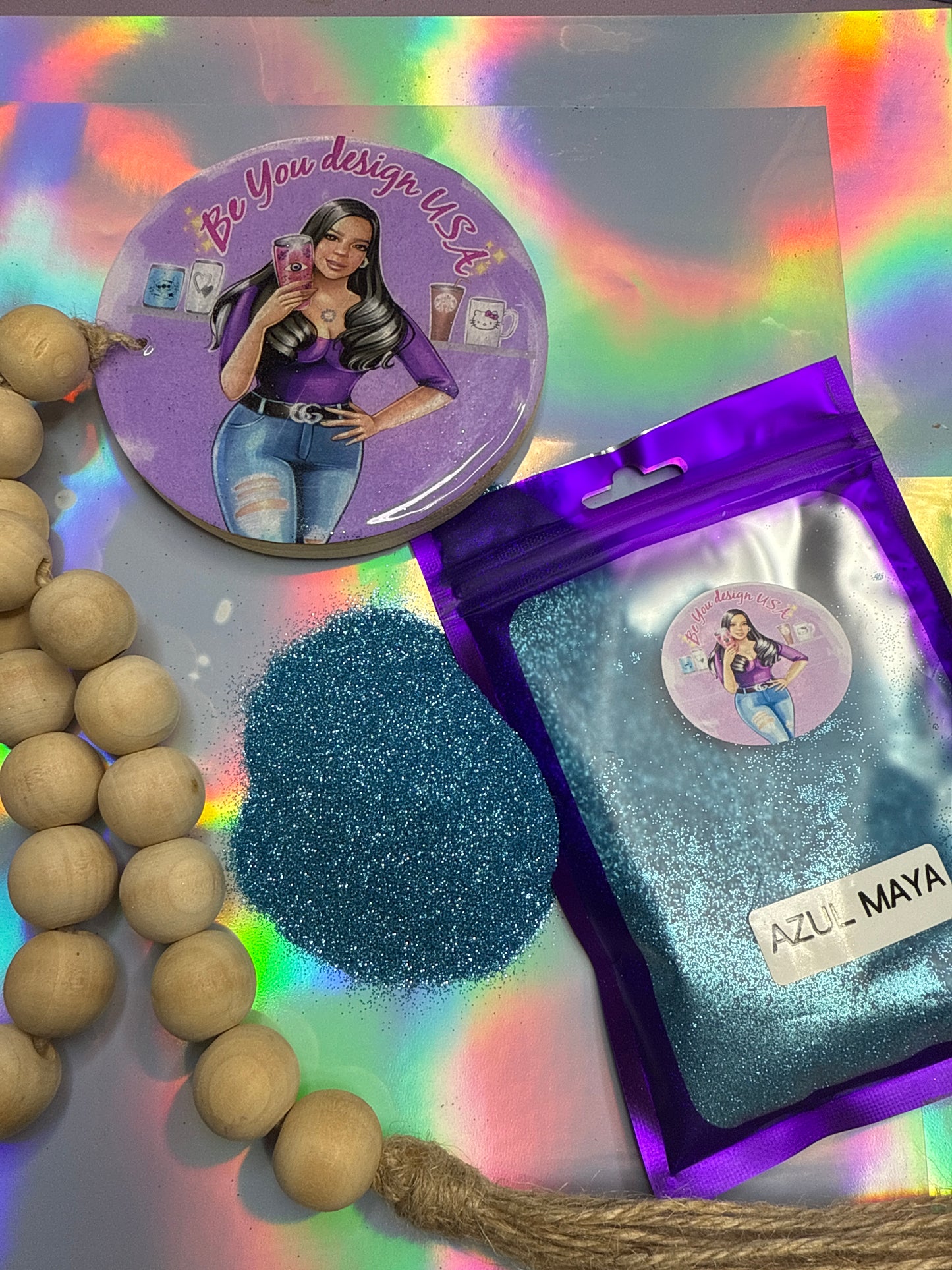 Azul Maya Glitter fino 2 oz