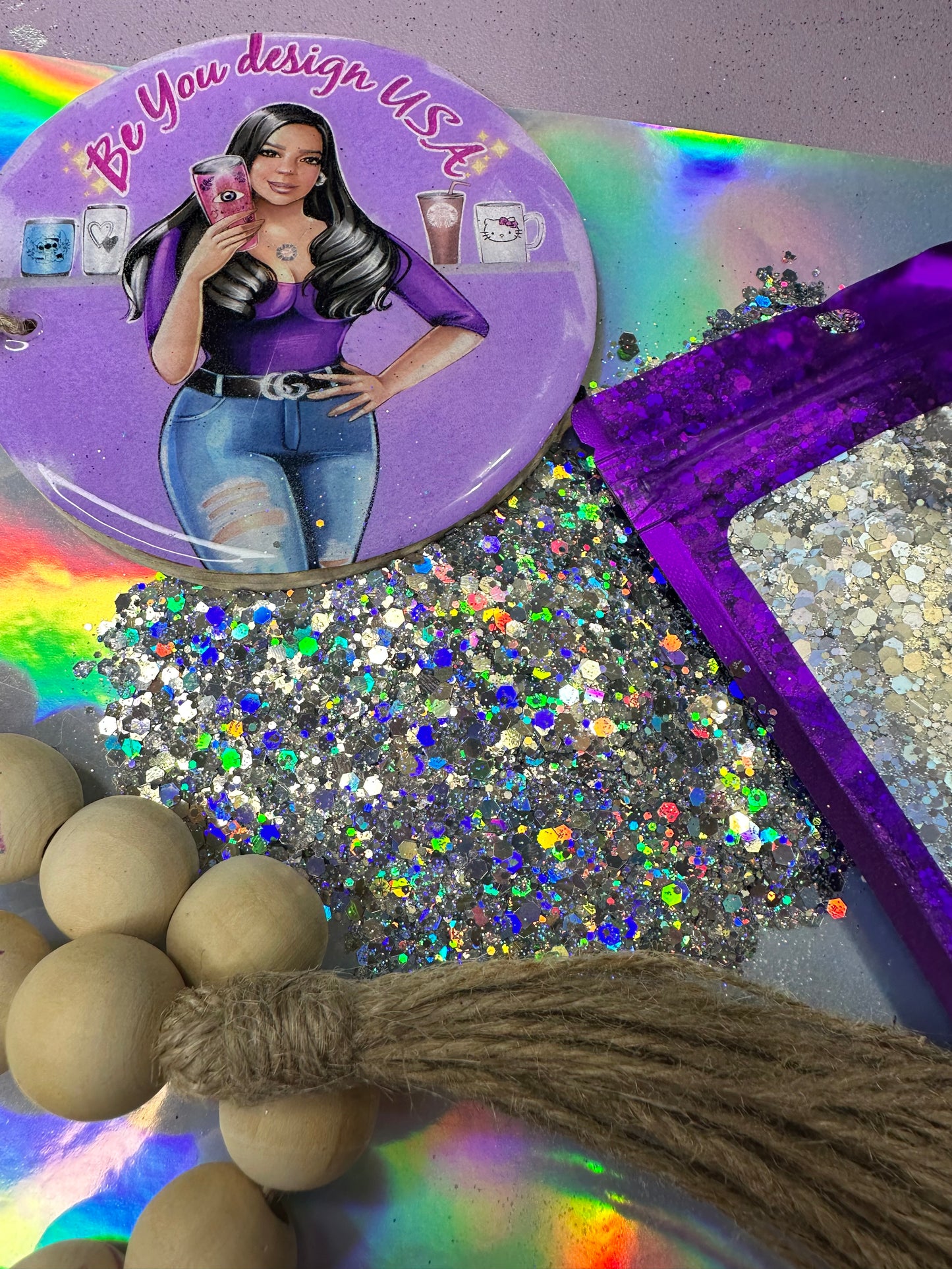 Plateado glitter chunky holografico