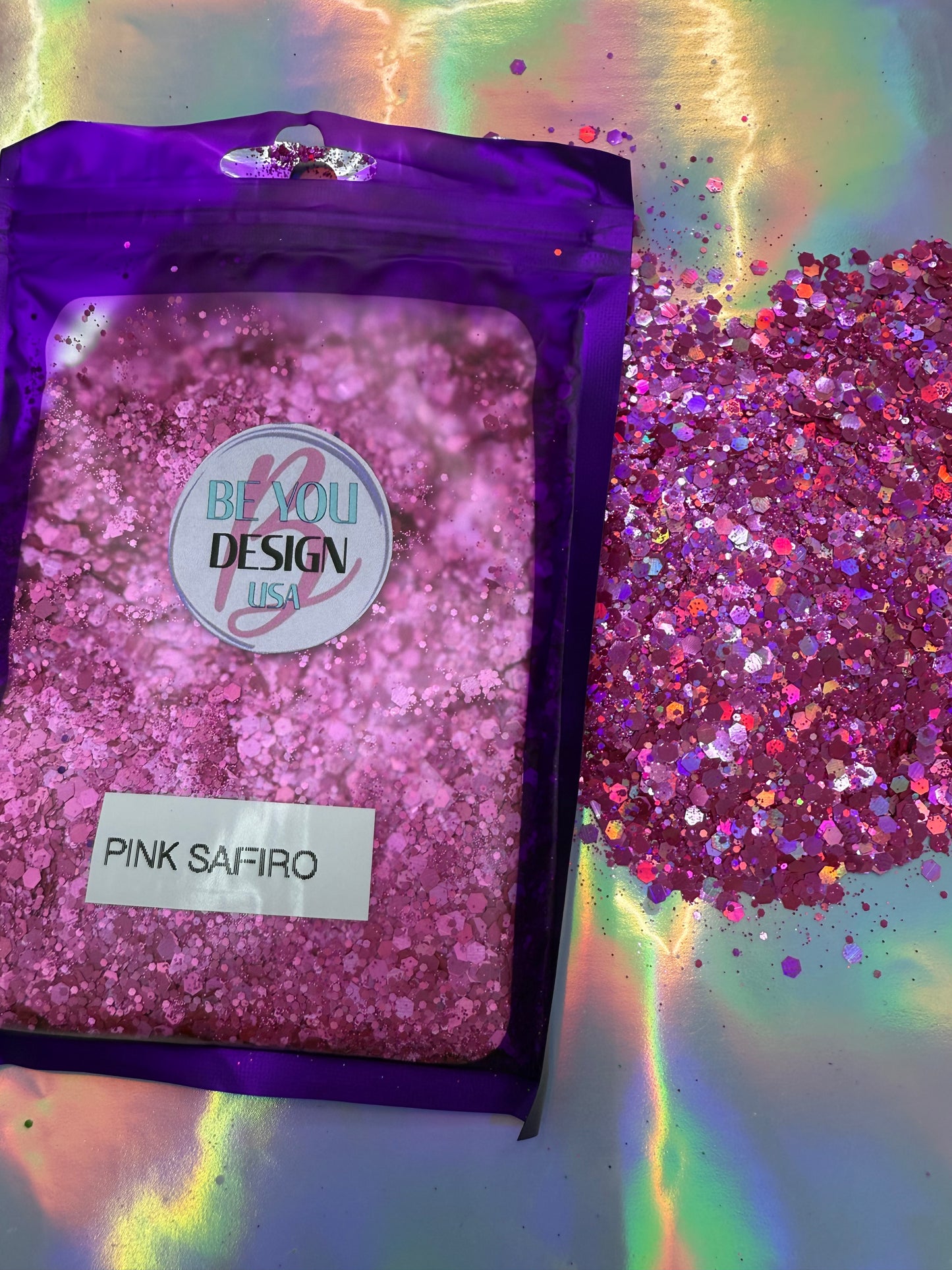 PINK SAFIRO glitter chunky holografico