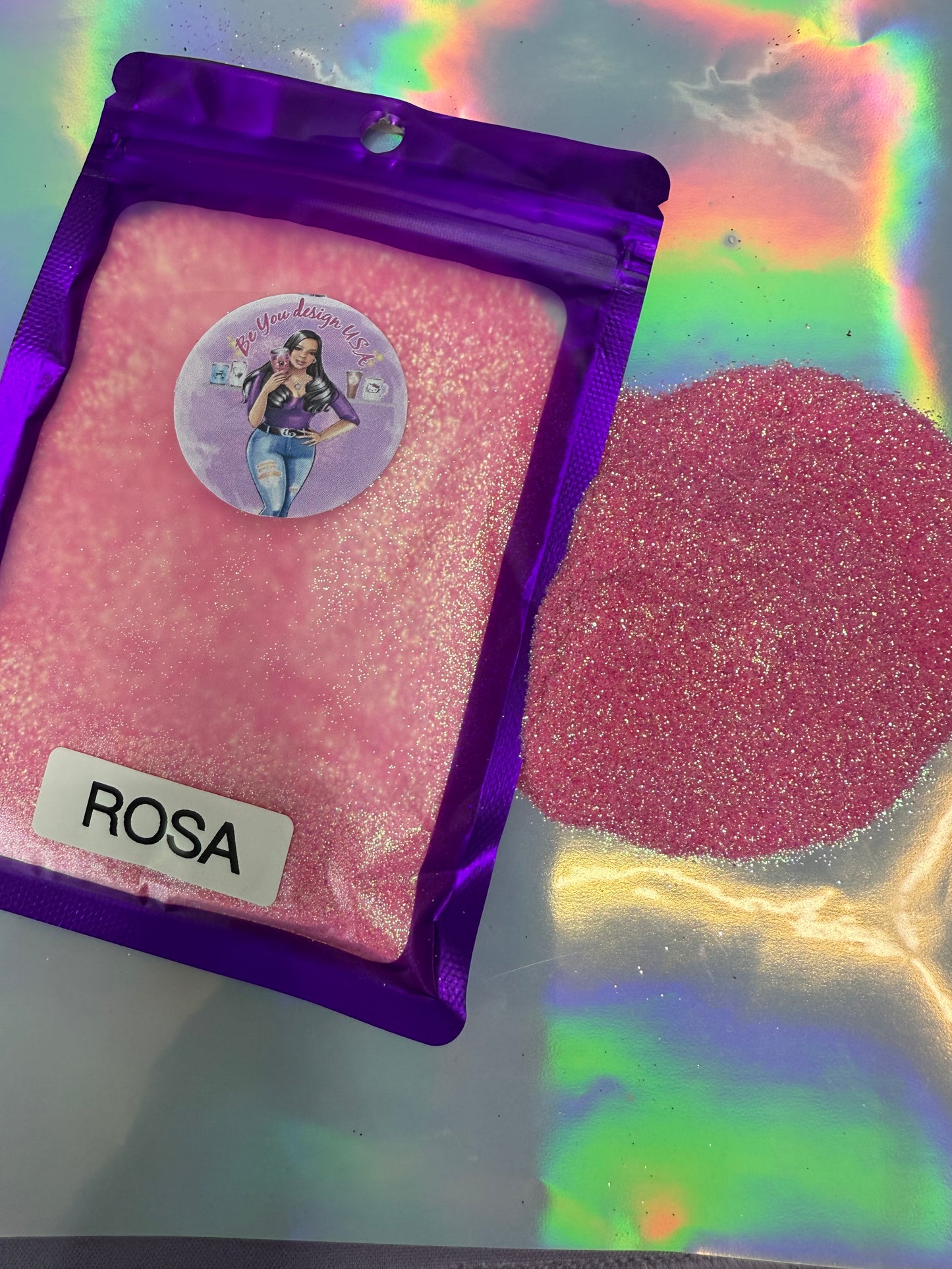Rosa glitter fino