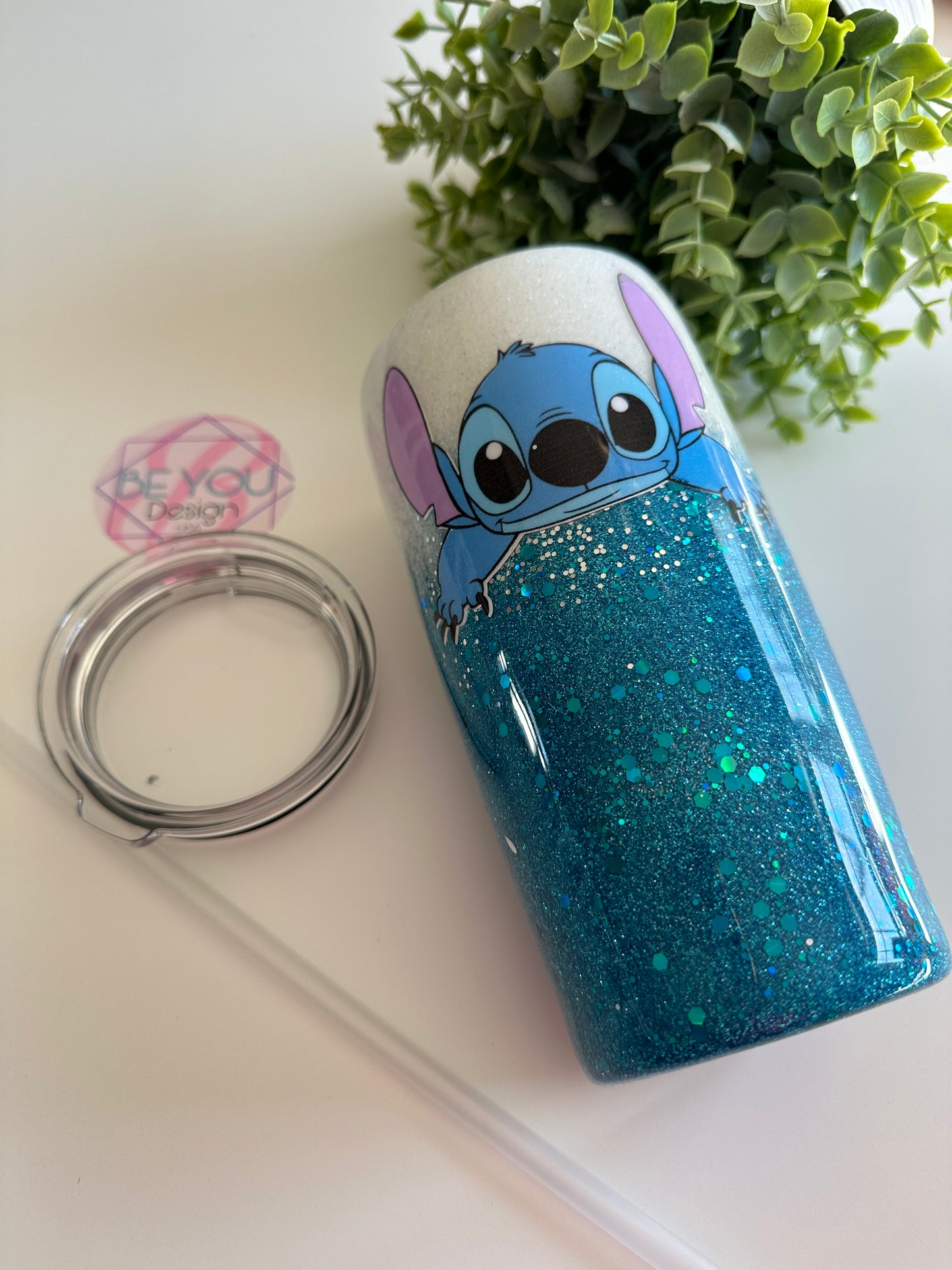 Stitch 20 oz with straw tumbler resin cup