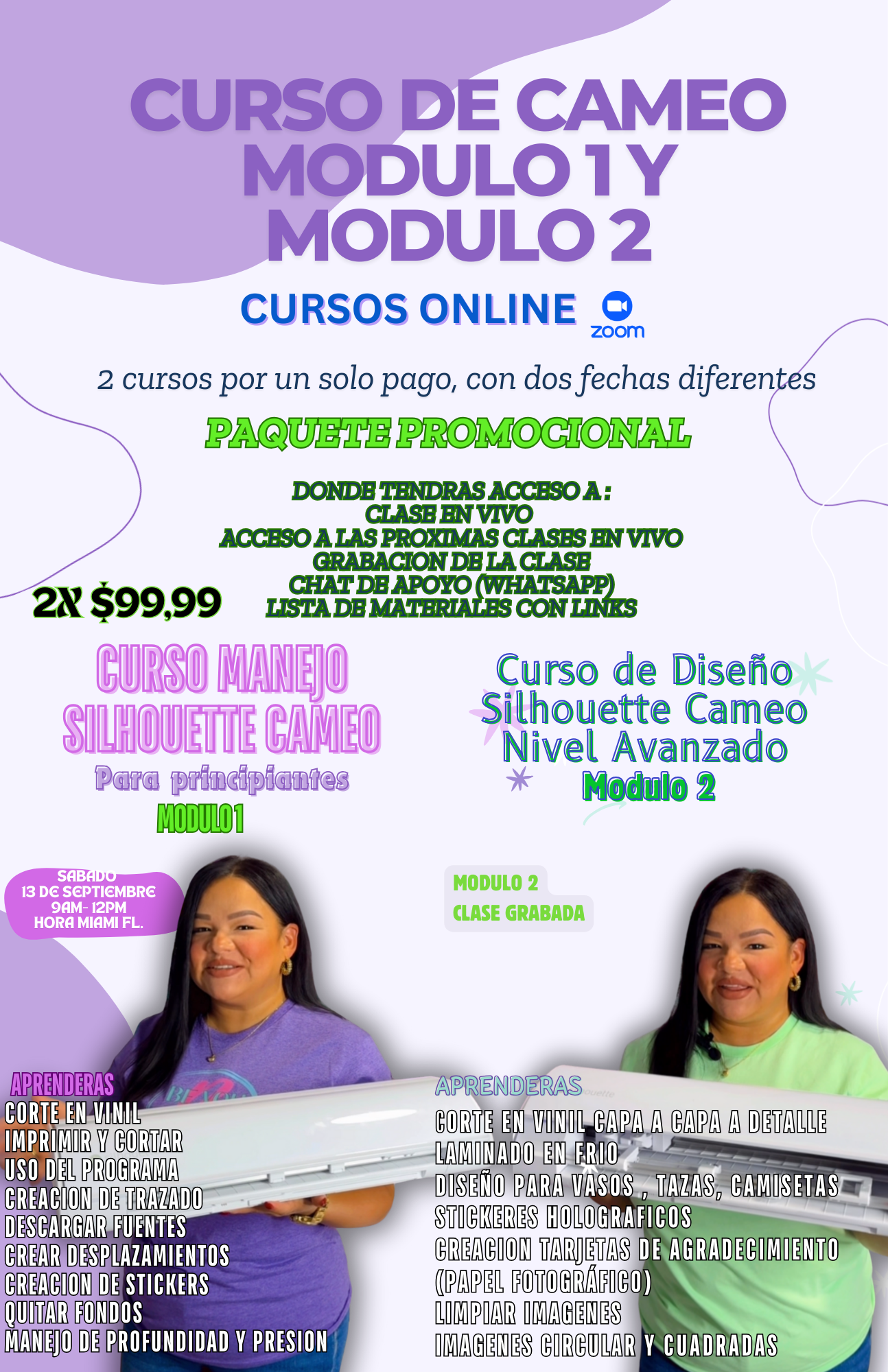 Paquete cursos Silhoutte Cameo Modulo1- Módulo 2