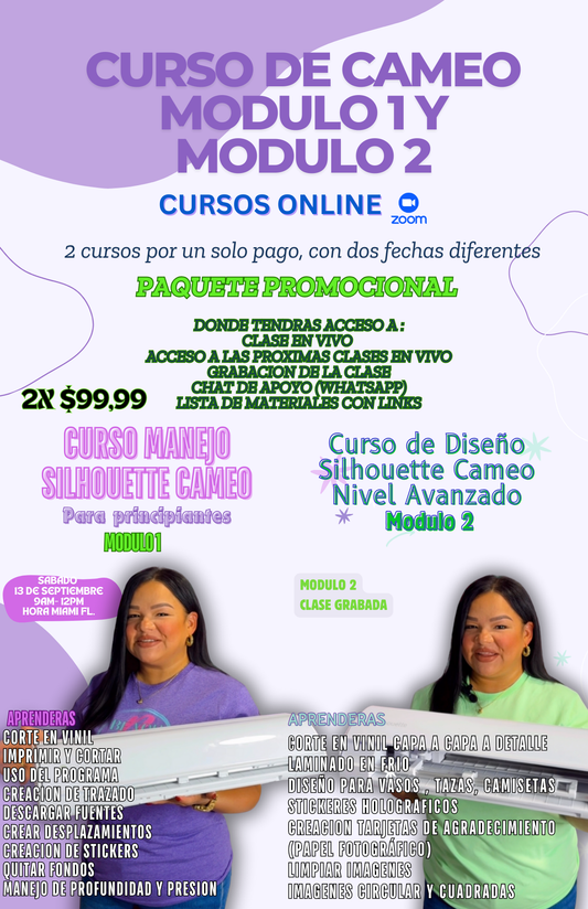 Paquete cursos Silhoutte Cameo Modulo1- Módulo 2