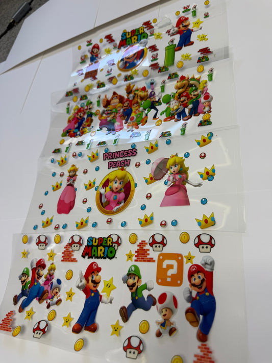 UV DTF Mario Bros set 4 vaso 16 oz
