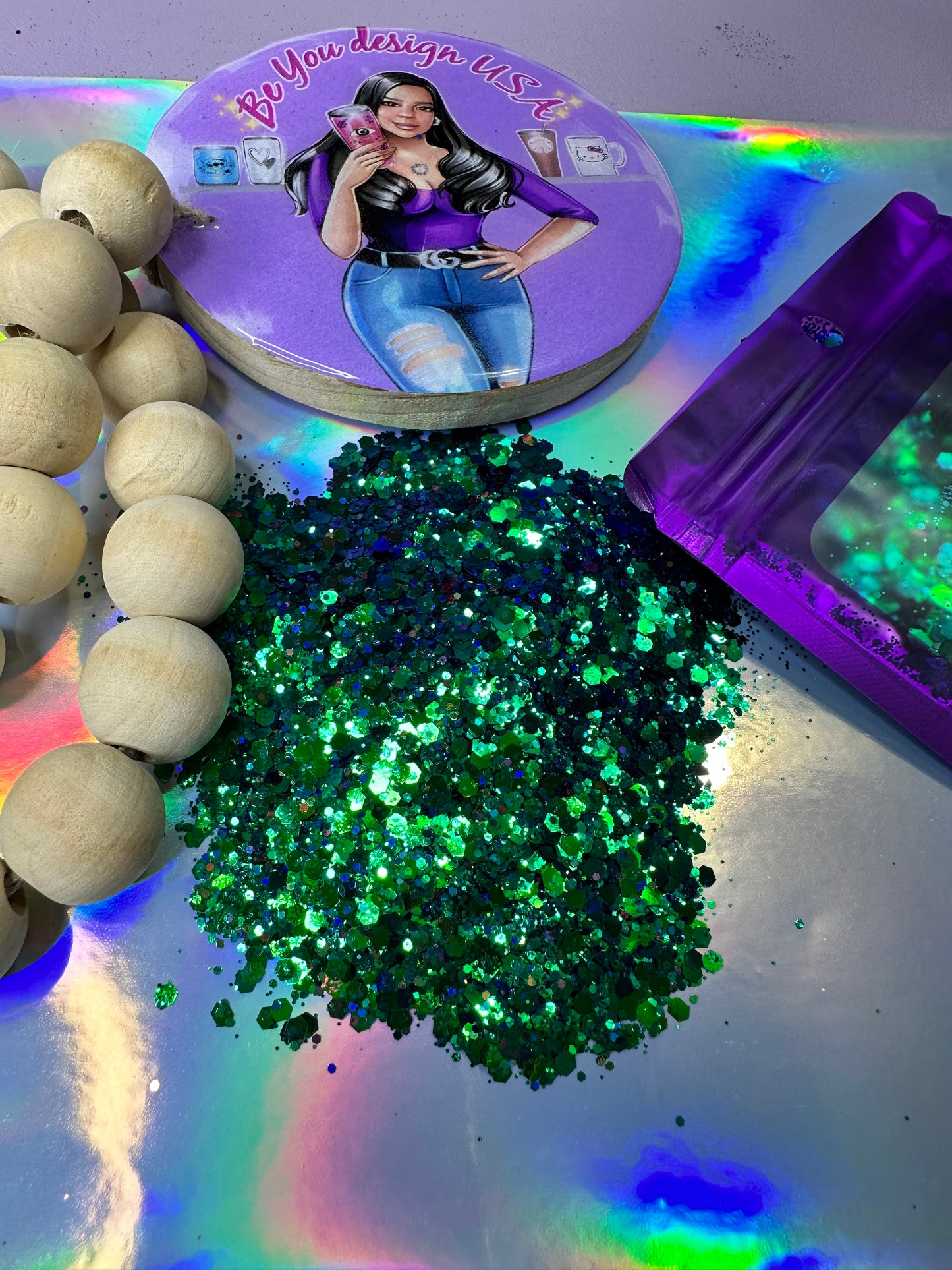 Jade glitter chunky camaleon