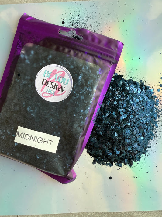 Midnight glitter chunky metálico