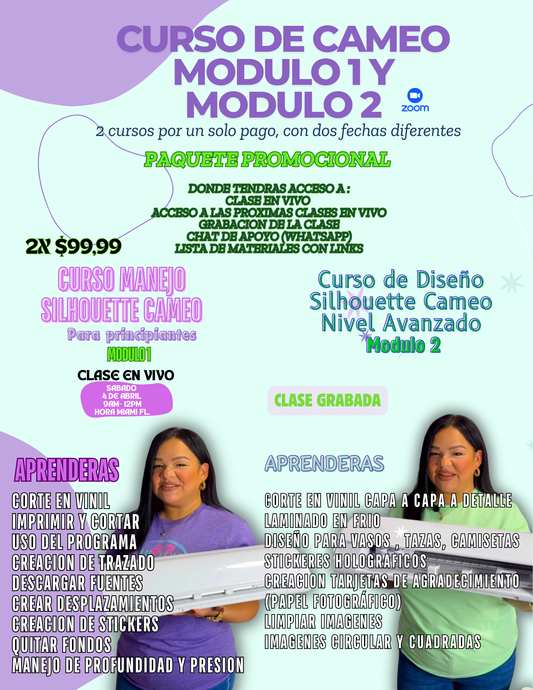 Paquete cursos Silhoutte Cameo Modulo1- Módulo 2