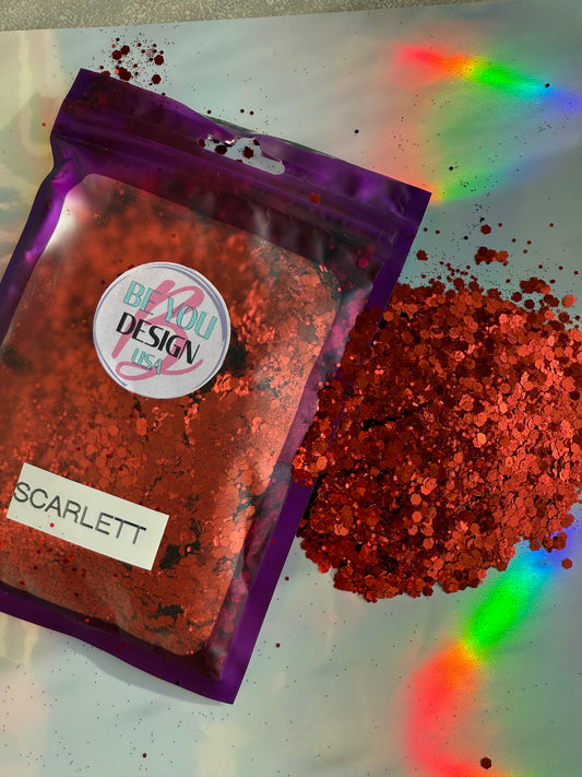Scarlet glitter chunky metálico