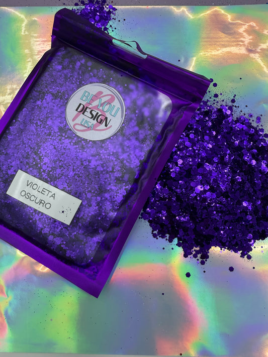 Violeta oscuro glitter chunky metálico
