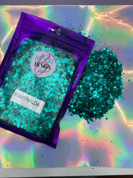 Esmeralda Glitter chunky metalico