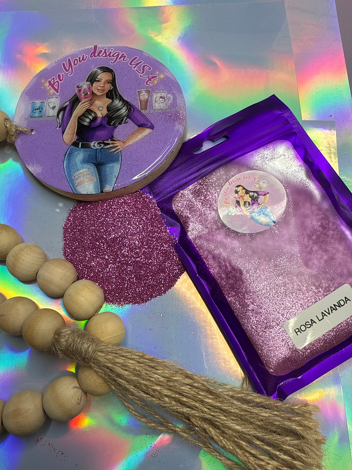 Rosa lavanda glitter fino 2 oz