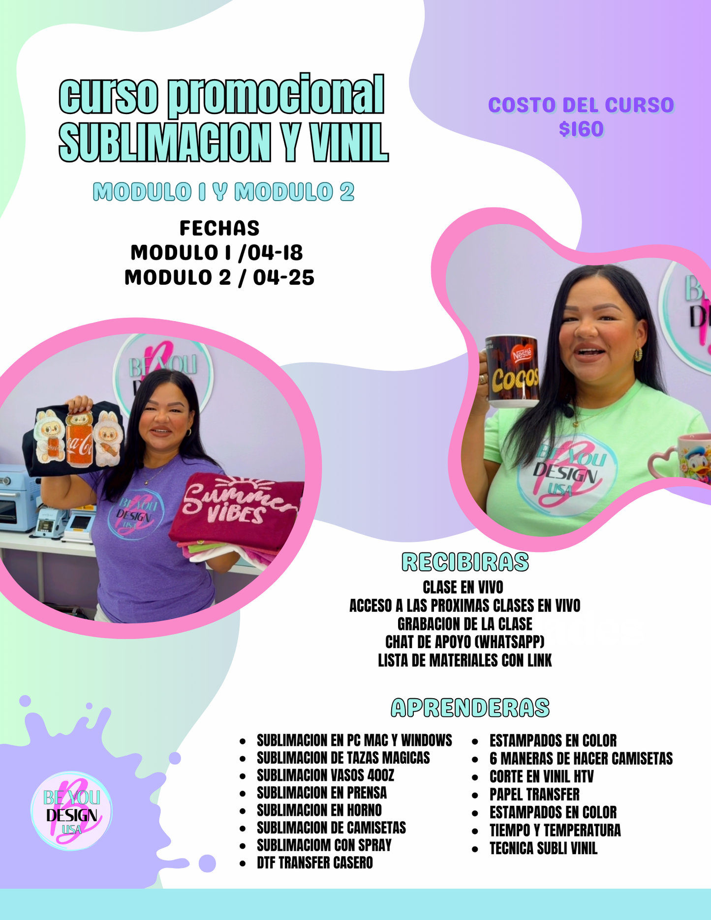 Curso promocional Módulo 1 y 2 Sublimación y Vinil
