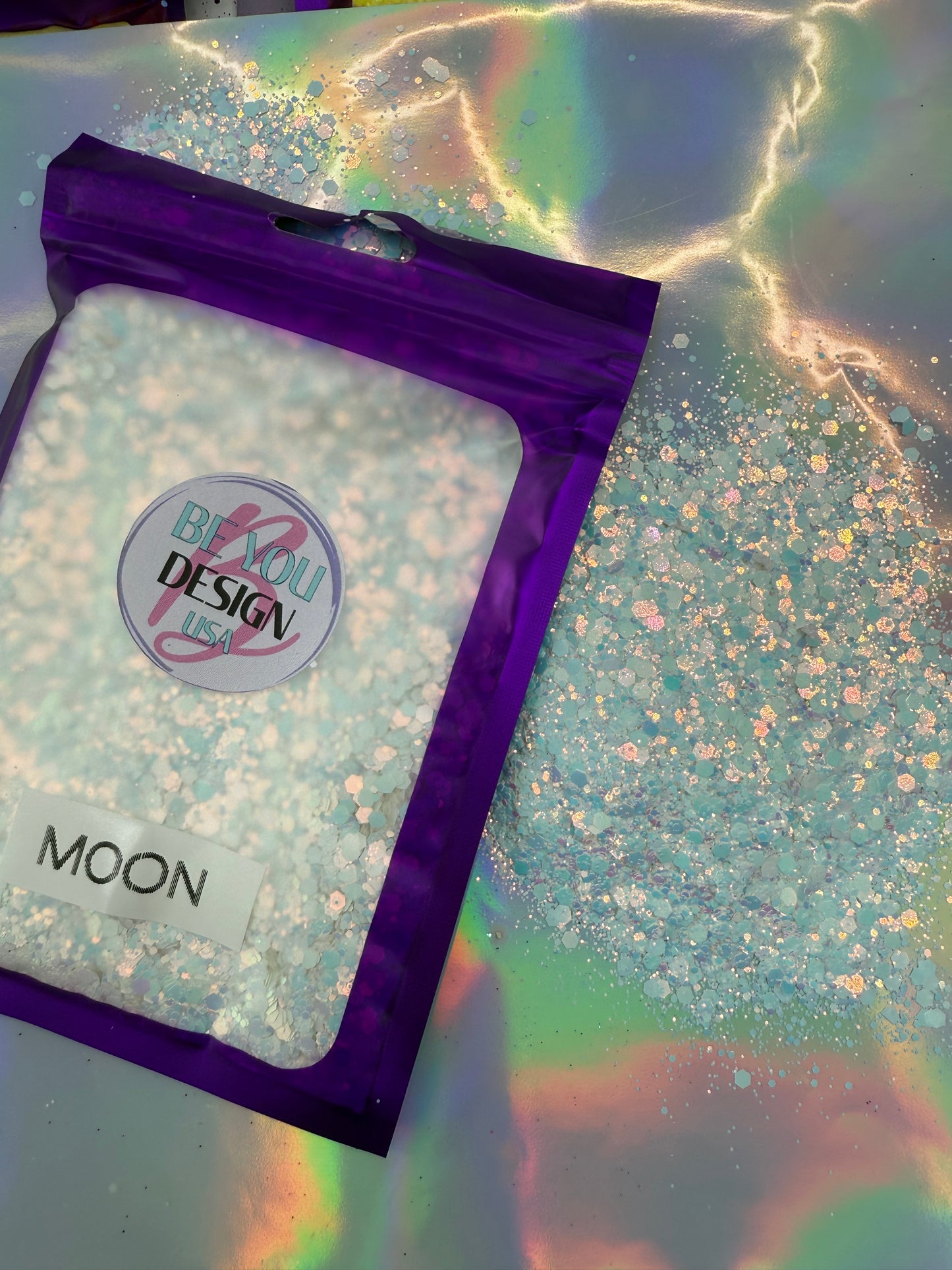 MOON glitter chunky transparente