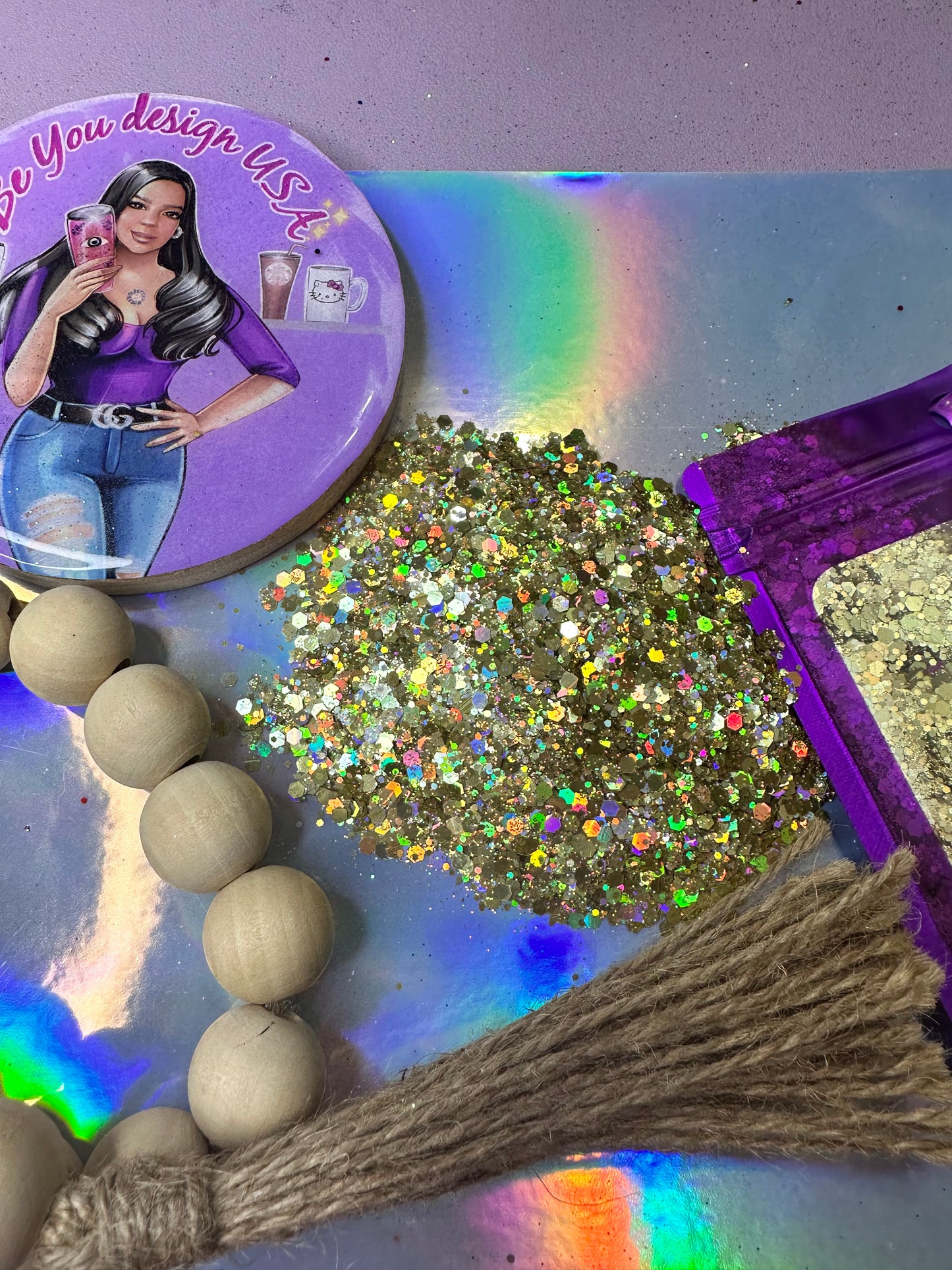 Gold glitter chunky holografico