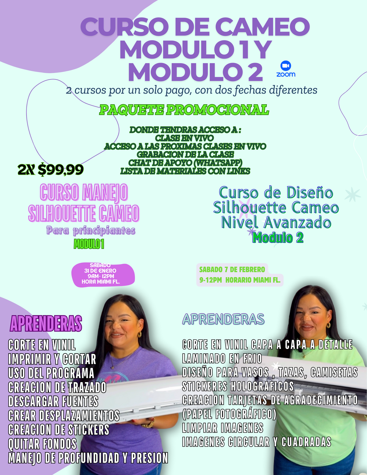 Paquete cursos Silhoutte Cameo Modulo1- Módulo 2