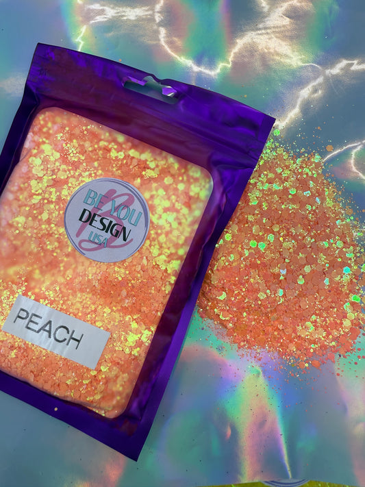 PEACH glitter chunky transparente
