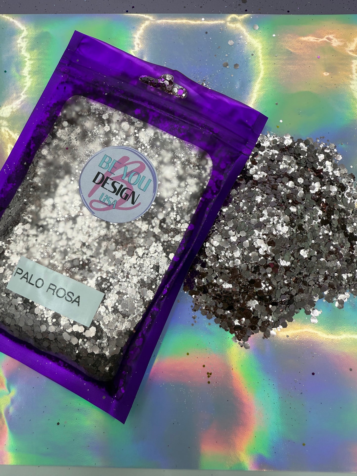 Palo rosa glitte chunky metálico