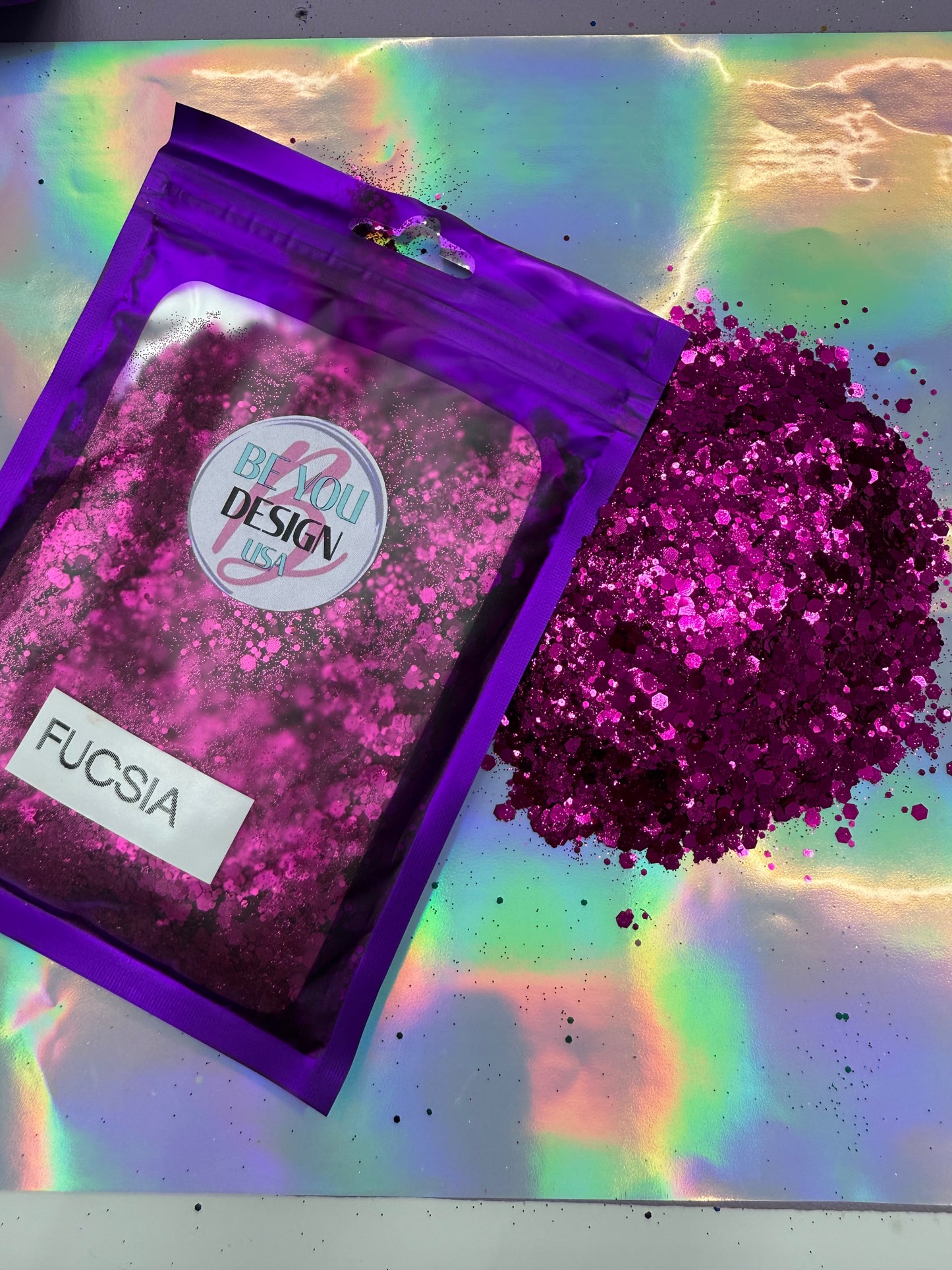 Fucsia glitte chunky metalico