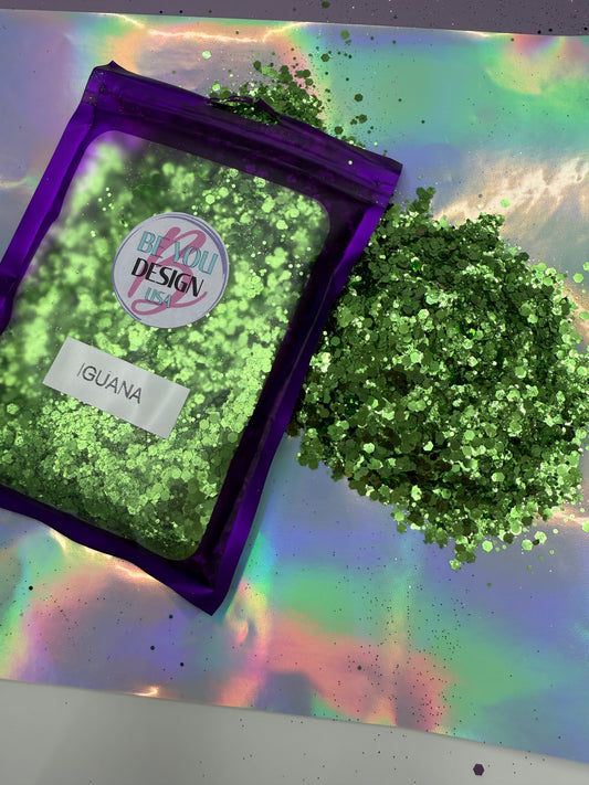 Iguana glitter chunky metálico