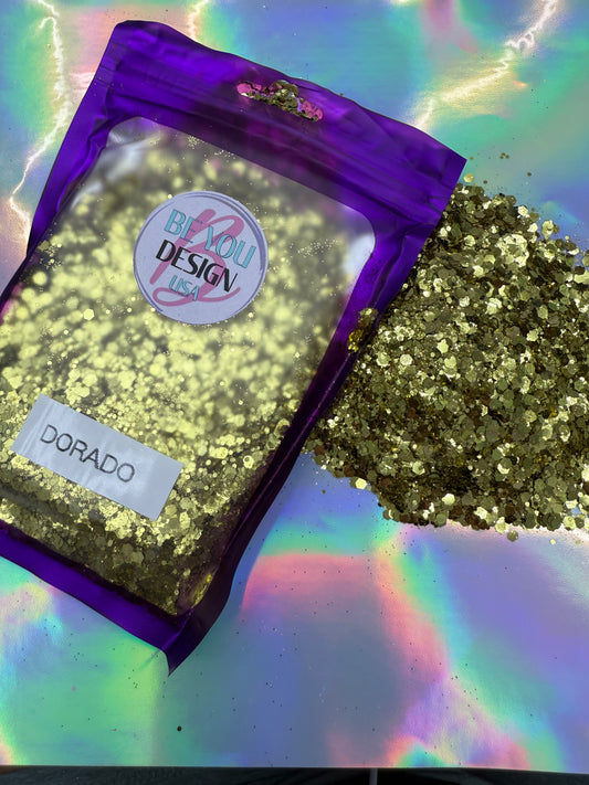 Dorado glitter chunky metálico