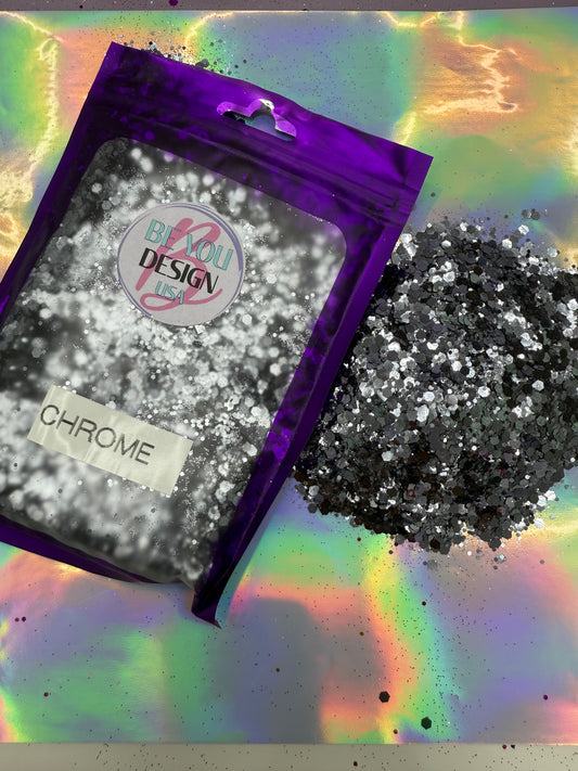Chrome glitter chunky metalico