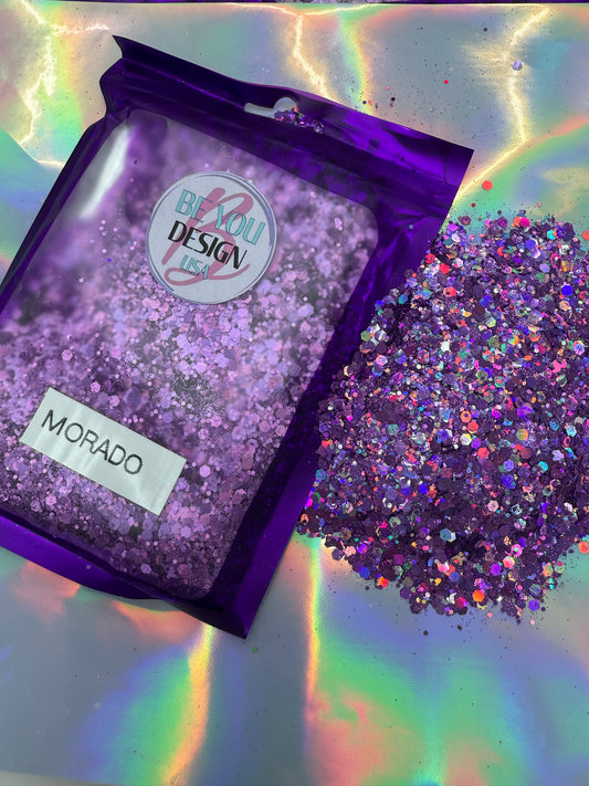 Morado glitter chunky holografico