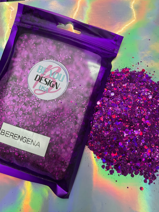 Berenjena glitter chunky holografico