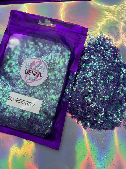 Blueberry glitter chunky transparente