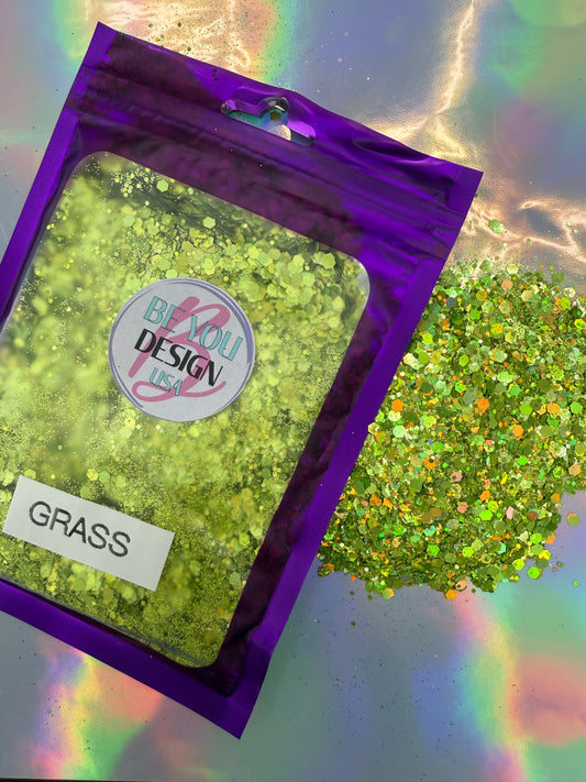 Grass glitter chunky holografico