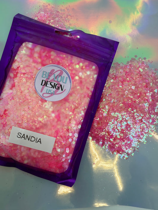 Sandía transparente glitter chunky 2 oz