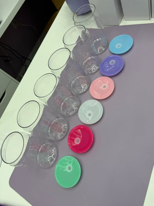 Vasos plásticos 16 oz tapa de colores