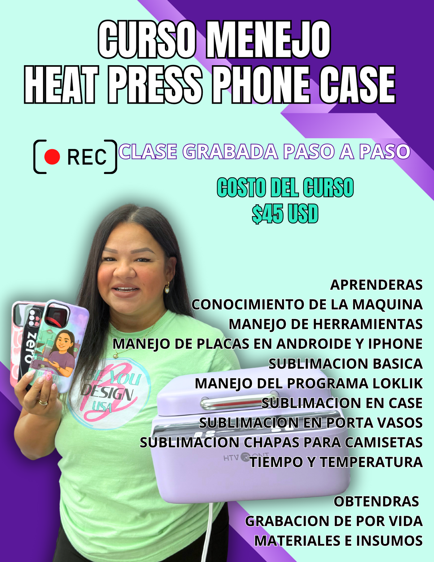 Heat Press Phone Case curso Grabado